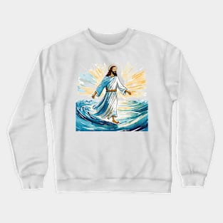 Jesus Christ walking on water Crewneck Sweatshirt